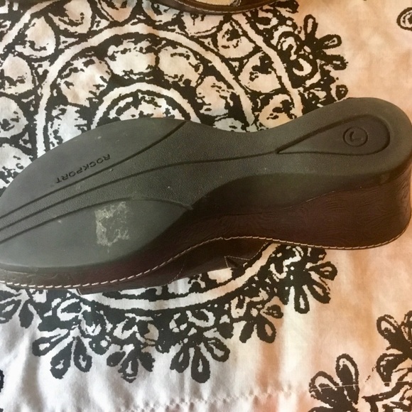 Brown Leather Rockport Wedge Sandals - Picture 3 of 4